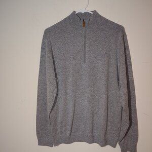 Neiman Marcus 100% Cashmere Quarter-Zip Sweater Size L/XL Grey